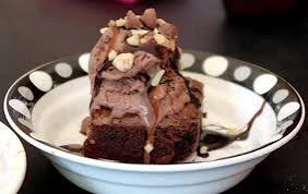 Hot brownie with ice cream